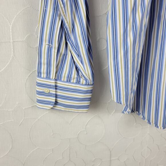 POLO Ralph Lauren Stanton Classic Fit Mens Shirt Size L Blue Striped Button Down - Picture 4 of 10